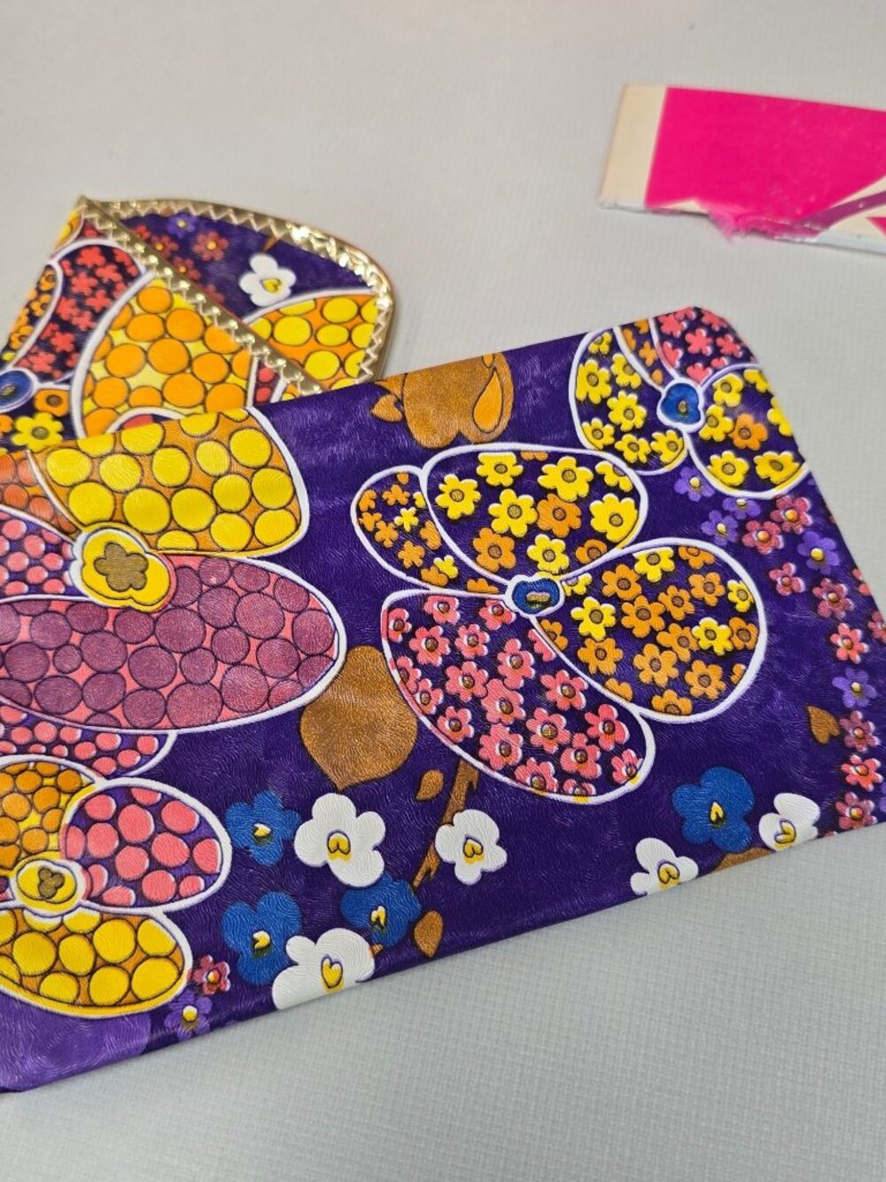 VTG 1960s Retro Hippie Make Up Bag & Sunglass Case Bright Floral Duray New York - Picture 6 of 11